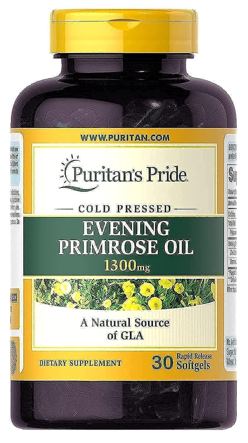 Puritan's Pride Evening Primrose Oil - 1300mg - 30 Capsules - Essential Fatty Acid Supplement