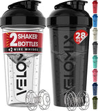 -2 Pack- 28 oz Protein Shaker Bottles for Protein Mixes - 2x Wire Whisk | Leak Proof Shaker Cups for Protein Shakes | Protein Shaker Bottle Pack | Shakers for Protein Shakes-Black&Transparent
