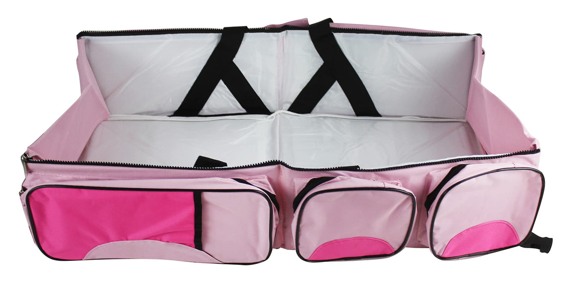 Biki Baby Travel Cot Bag 3 In 1 - Foldable Travel Crib, Nappy Changing Station & Diaper Bag
