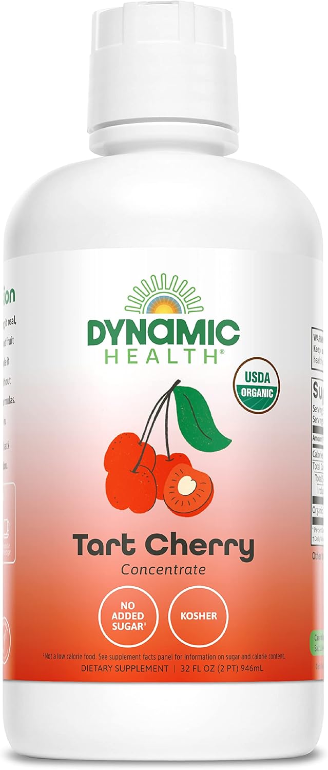 مستخلص عصير الكرز الحامض العضوي من Dynamic Health - ٩٤٦ مل بدون سكر ١٠٠٪ خالص