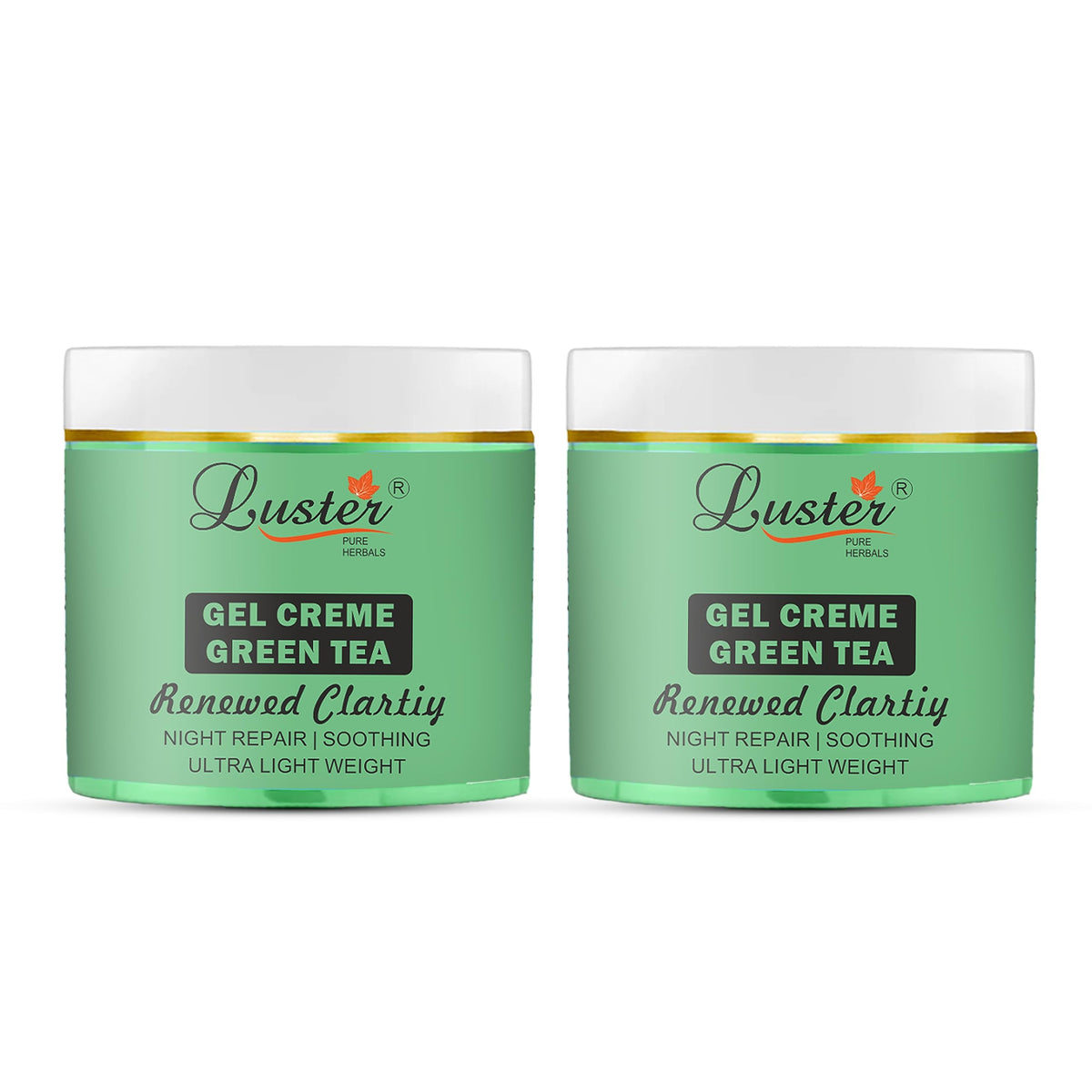 Luster Green Tea Gel Crème (Renewed Clarity) - Pack of 2, 100g Each