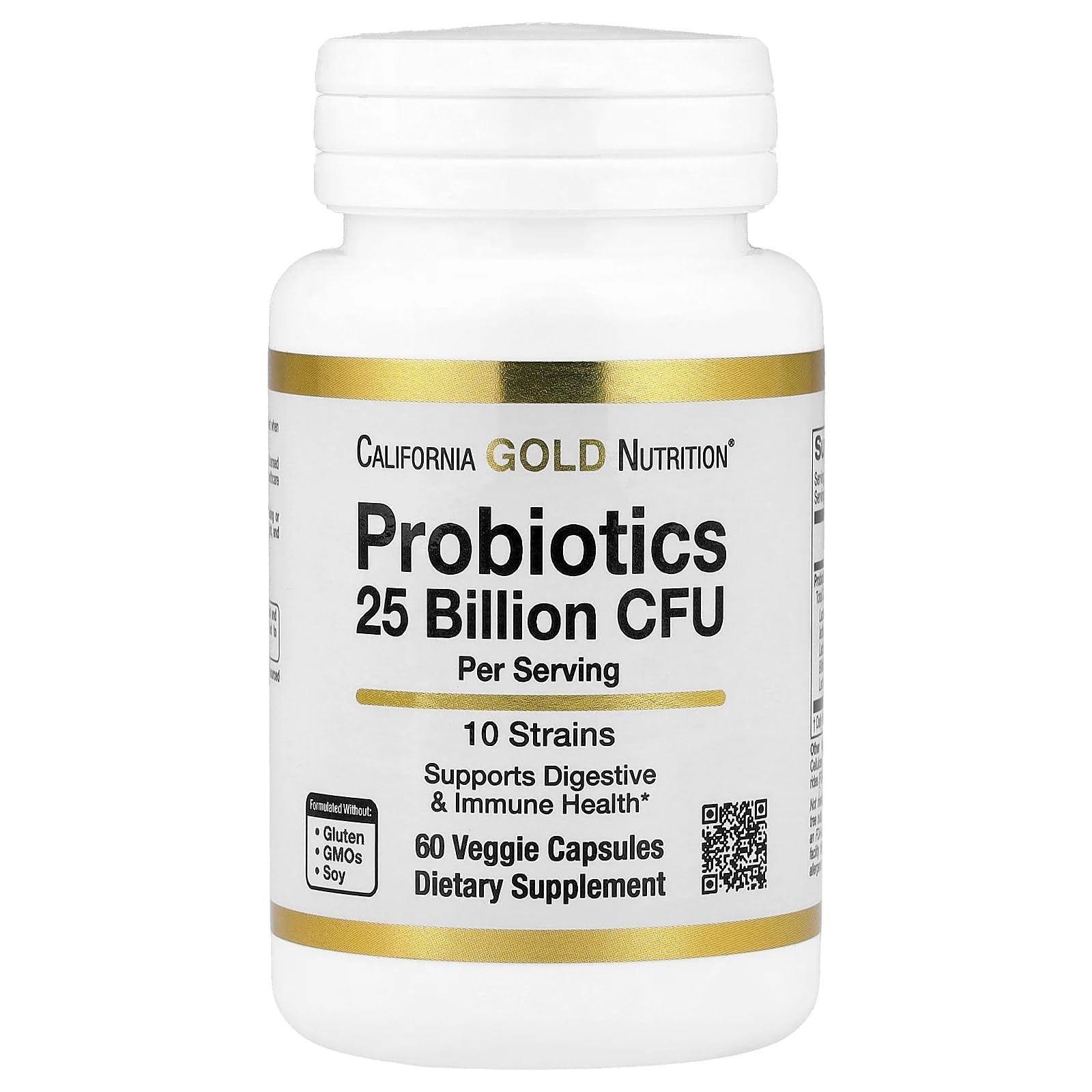 California Gold Nutrition Probiotics, 10 Strain Blend, 25 Billion CFU, 60 Veggie Capsules