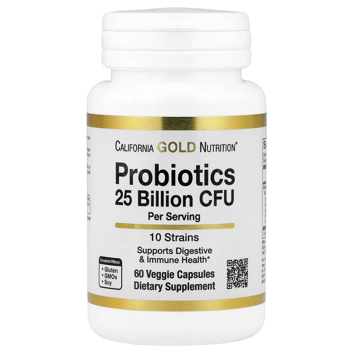 California Gold Nutrition Probiotics, 10 Strain Blend, 25 Billion CFU, 60 Veggie Capsules