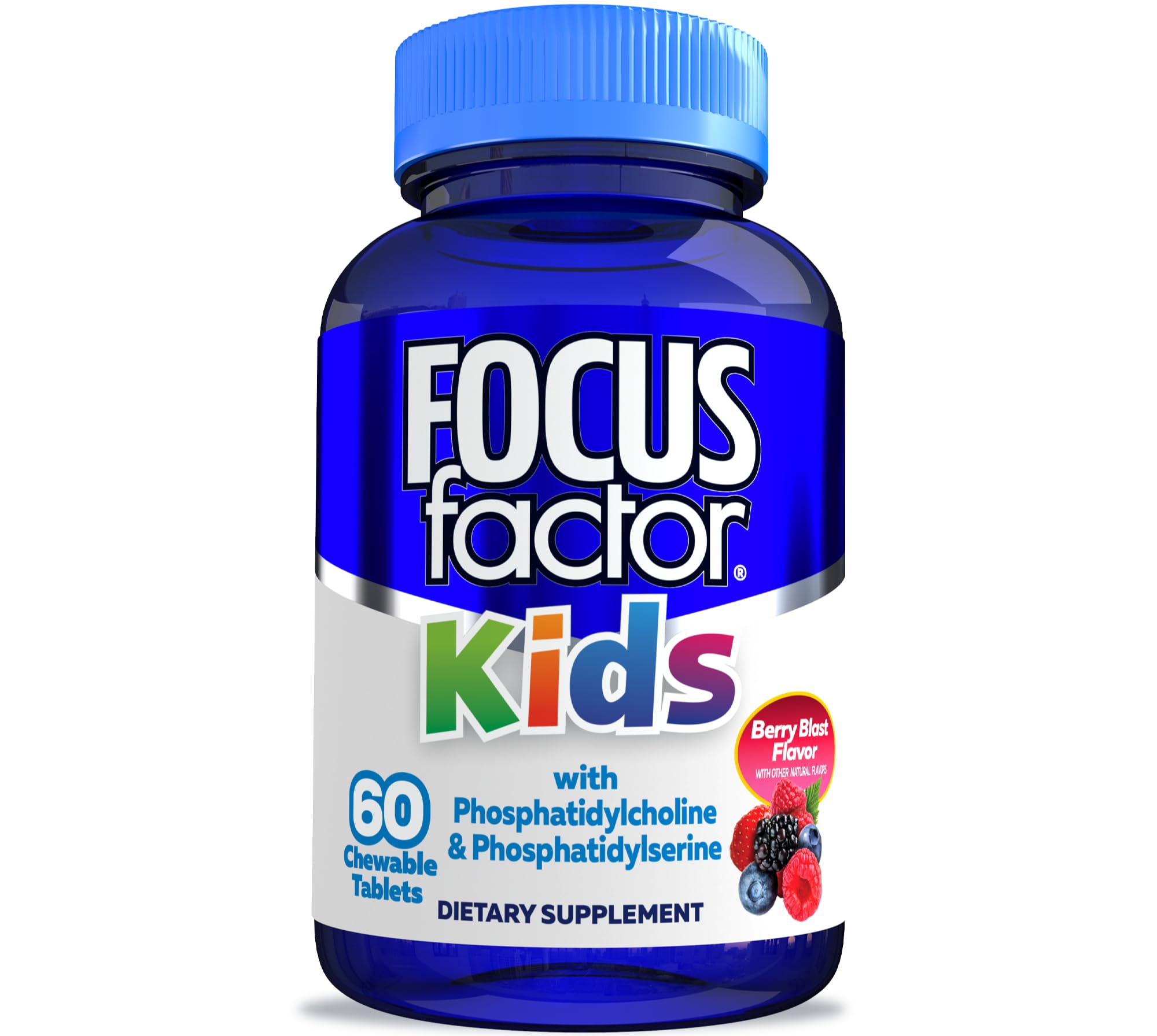 Focus Factor Kids Complete Daily Chewable Vitamins - Brain Function Support with B12, C, D3, 60 Count