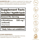 Solgar Reduced L-Glutathione 250 mg, 60 Vegetable Capsules - Antioxidant Support - Free Form Amino Acids - Non-GMO, Vegan, Gluten Free, Dairy Free, Kosher - 60 Servings