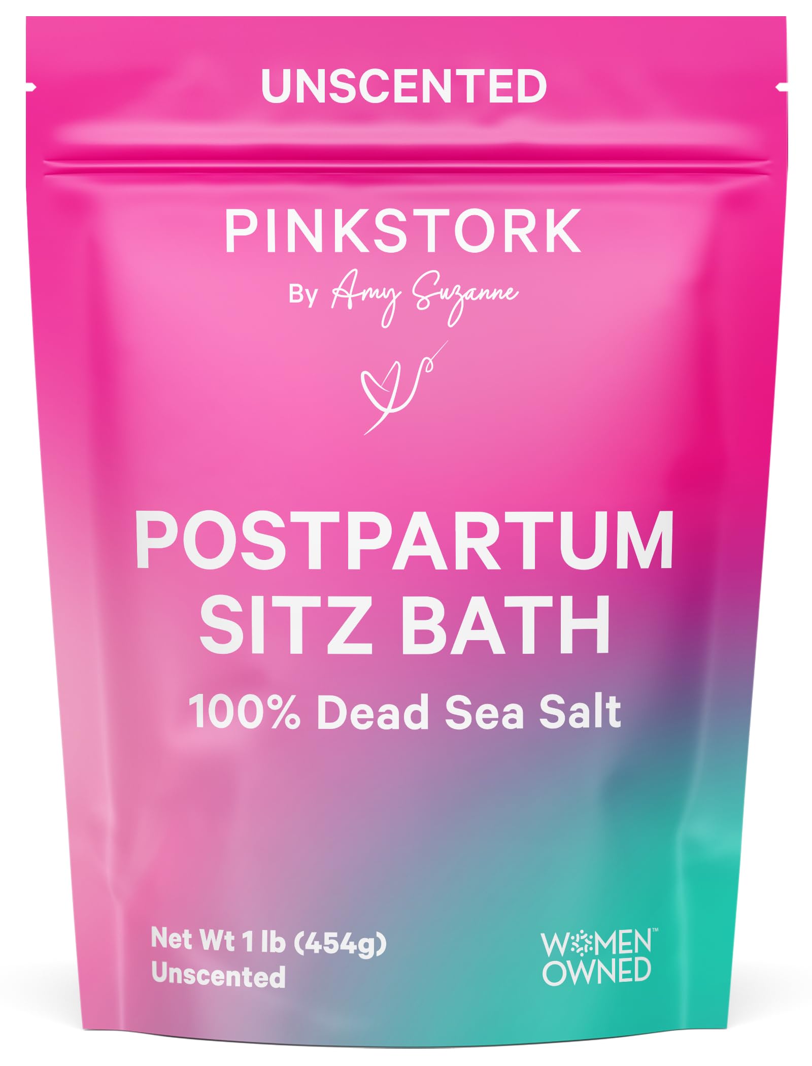 Pink Stork Postpartum Sitz Bath Soak - Perineal Care Dead Sea Salt - 16 oz