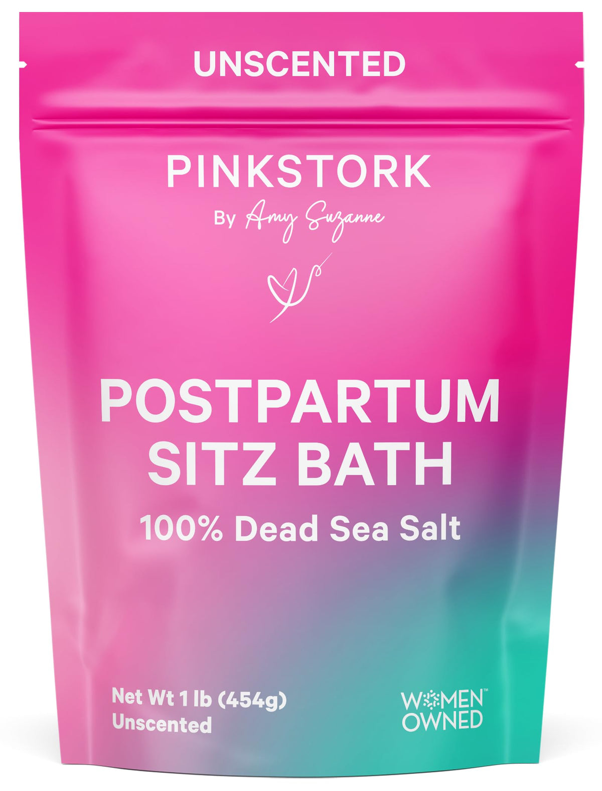 Pink Stork Postpartum Sitz Bath Soak - Perineal Care Dead Sea Salt - 16 oz