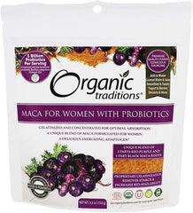 Organic Traditions Maca for Women with Probiotics | 150 g | Gelatinized & Concentrated for Optimal Absorption | Energizing Adaptogen | 1 Billion Probiotics Per Serving
