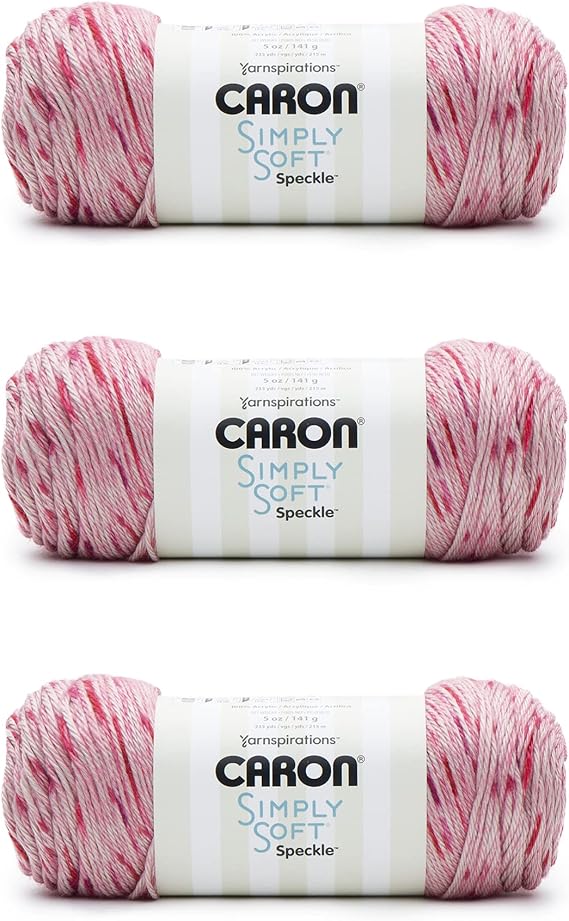 "Caron Simply Soft Lipstick Speckle Yarn (3-Pack) - Worsted Weight Acrylic Yarn for Knitting & Crochet"
