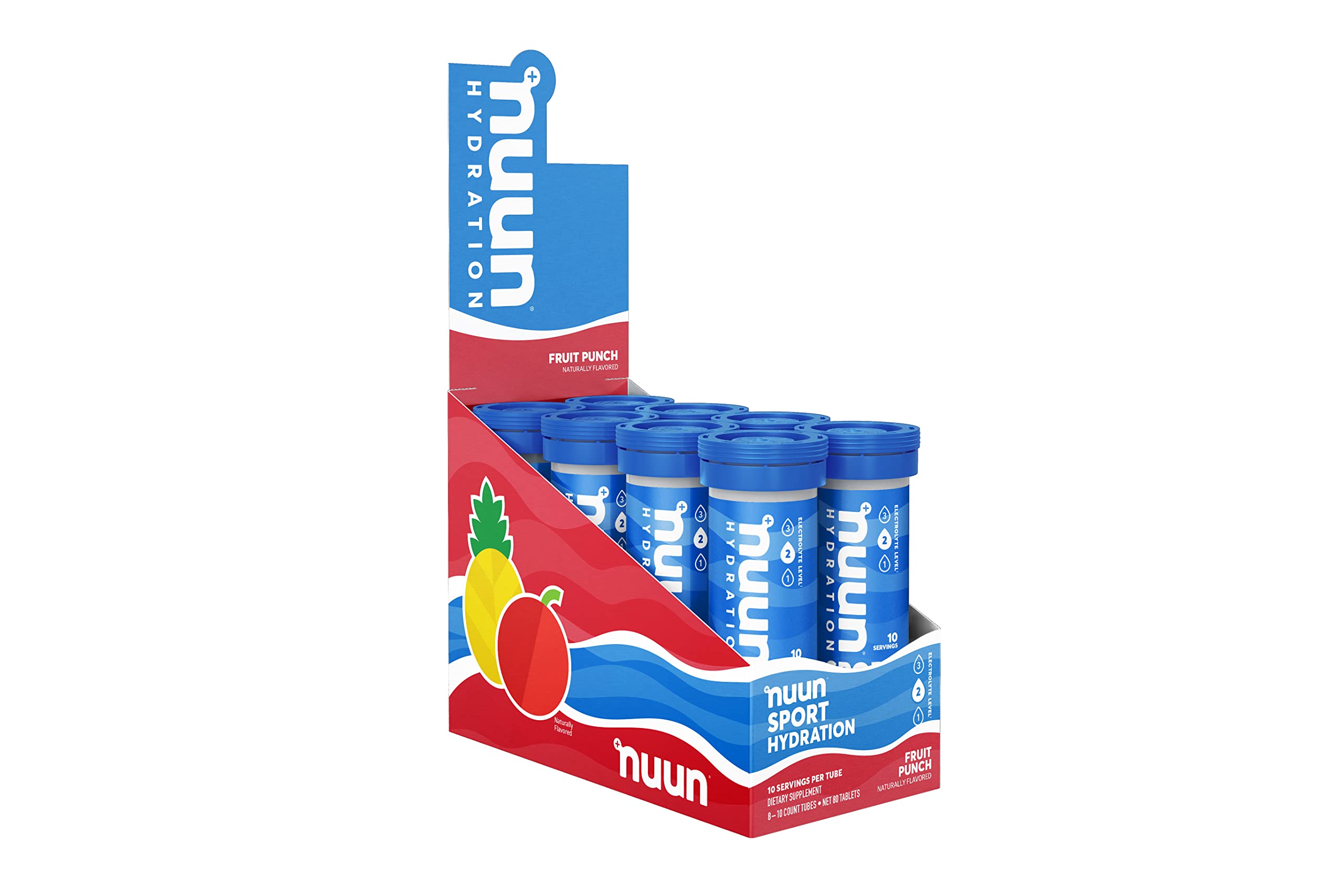 NUUN Sport Electrolyte Drink Tablets | Fruit Punch | 80 Tablets (Pack of 8 Tubes)