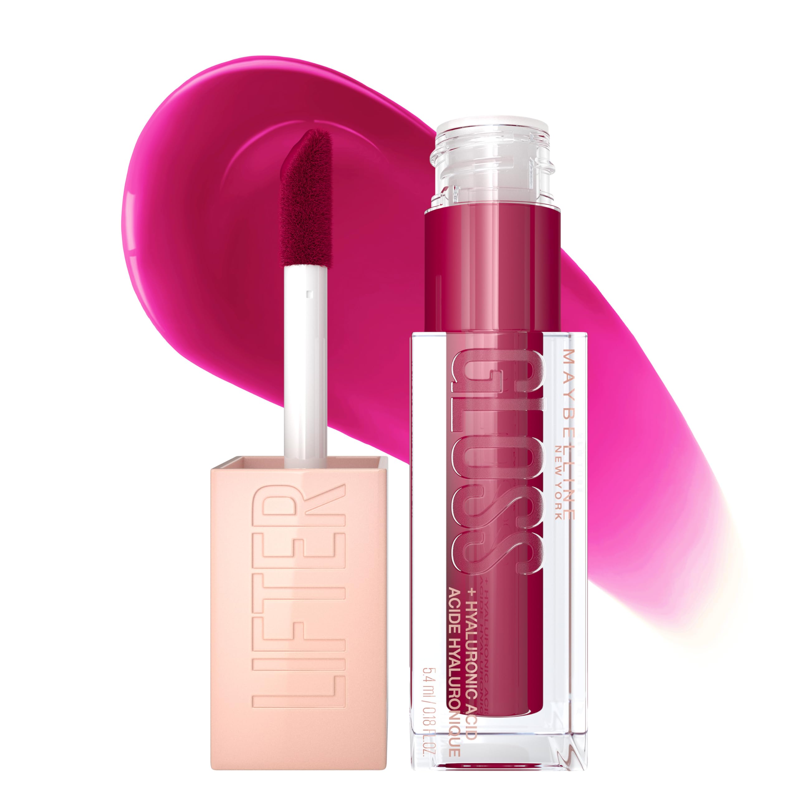 Maybelline New York Lifter Gloss Hydrating Lip Gloss with Hyaluronic Acid - Taffy Sheer Berry | 1 Count