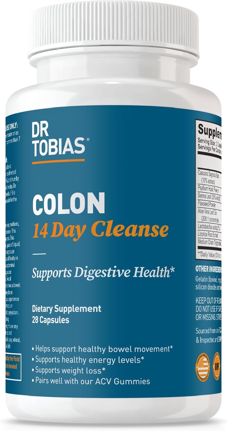 Dr. Tobias 14-day colon cleanse with cascara sagrada, psyllium husk, and probiotics
