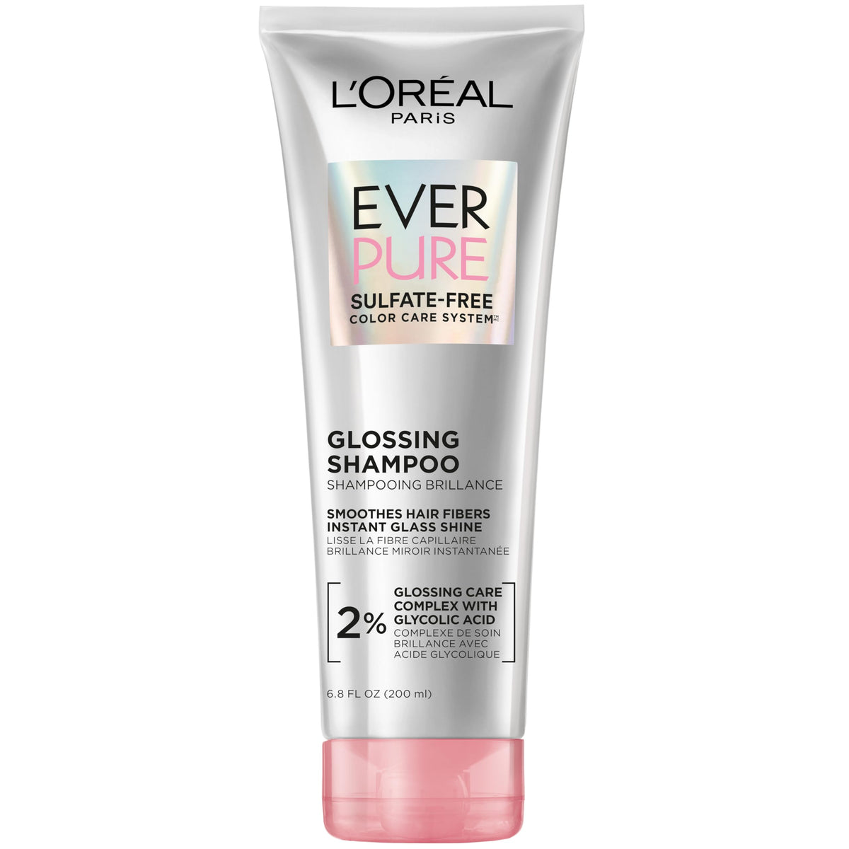 L'Oreal Paris EverPure Glossing Sulfate Free Shampoo with Glycolic Acid for Shine & Smoothness - 6.8 Fl Oz