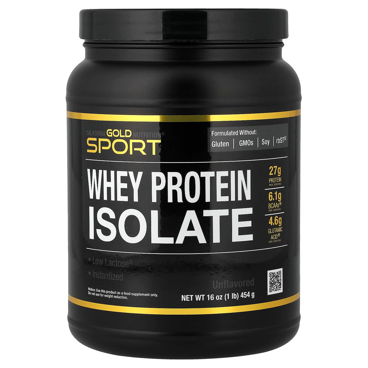 California Gold Nutrition Sport Whey Protein Isolate - Unflavored, 1 lb