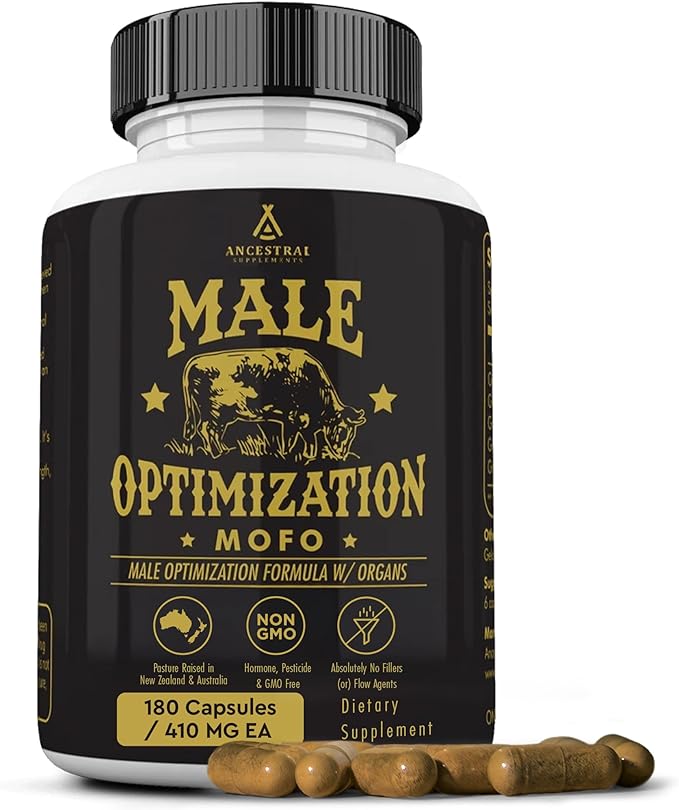 Ancestral Supplements Mofo: Grass Fed Beef Organ Supplement for Men's Health & Energy (180 Caps)