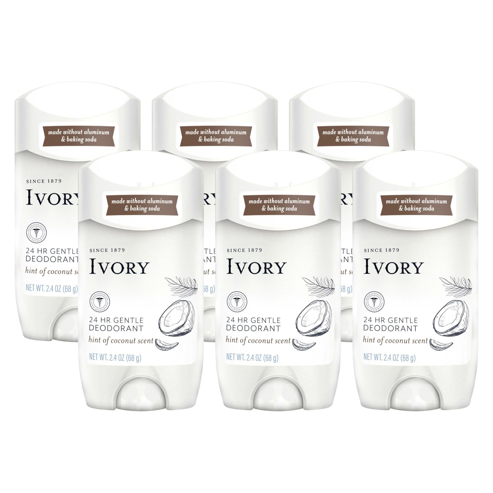 Ivory Aluminum Free Deodorant - Hint of Coconut (6 Pack)