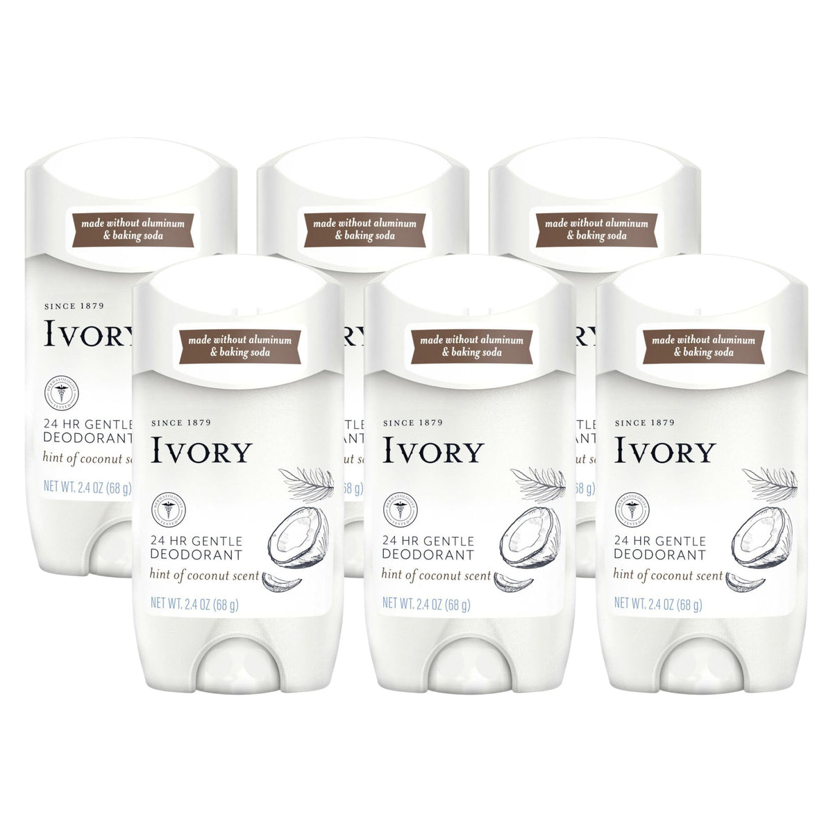 Ivory Aluminum Free Deodorant - Hint of Coconut (6 Pack)