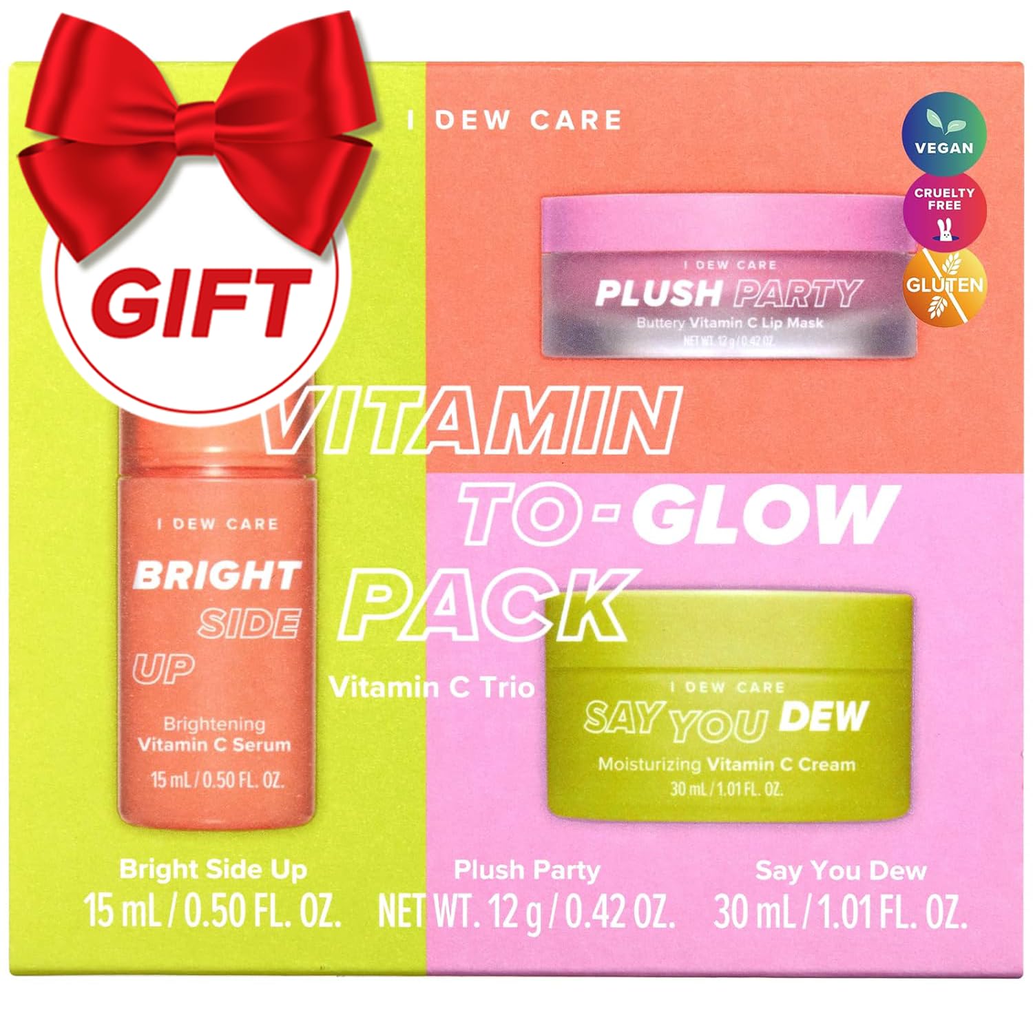 I DEW CARE Vitamin To Glow Skin Care Set | Niacinamide, Vegan, Travel Size