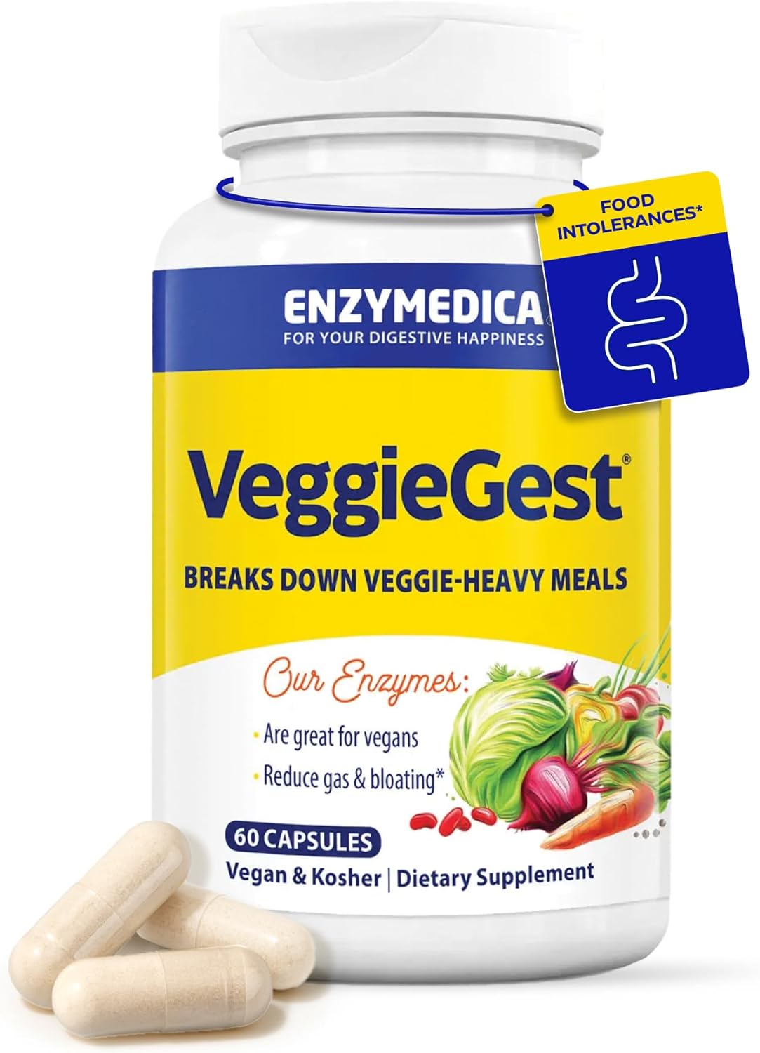 Enzymedica VeggieGest: إنزيمات نباتية للهضم، ٦٠ كبسولة