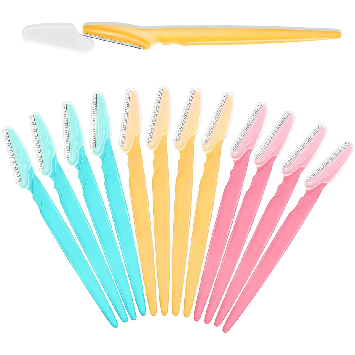 12 Pcs Eyebrow Razor for Women & Men - Facial Hair Remover & Dermaplaning Tool with Safety Cover