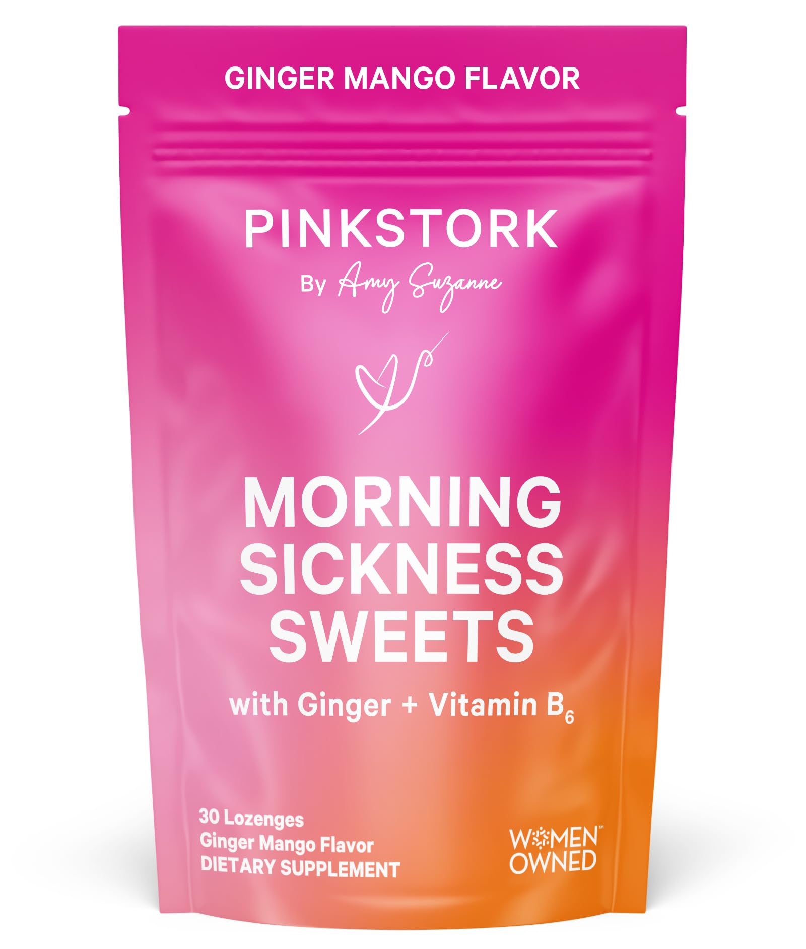 Pink Stork Morning Sickness Relief Sweets - Organic Ginger Mango (30 Lozenges)