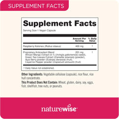 NatureWise Raspberry Ketones Plus - w/ Green Tea Extract, Cayenne Pepper, & Acai Berry - Supports Antioxidant Health, Energy Levels, Weight Goals - Vegan & Gluten-Free - 120 Capsules[120-Day Supply]