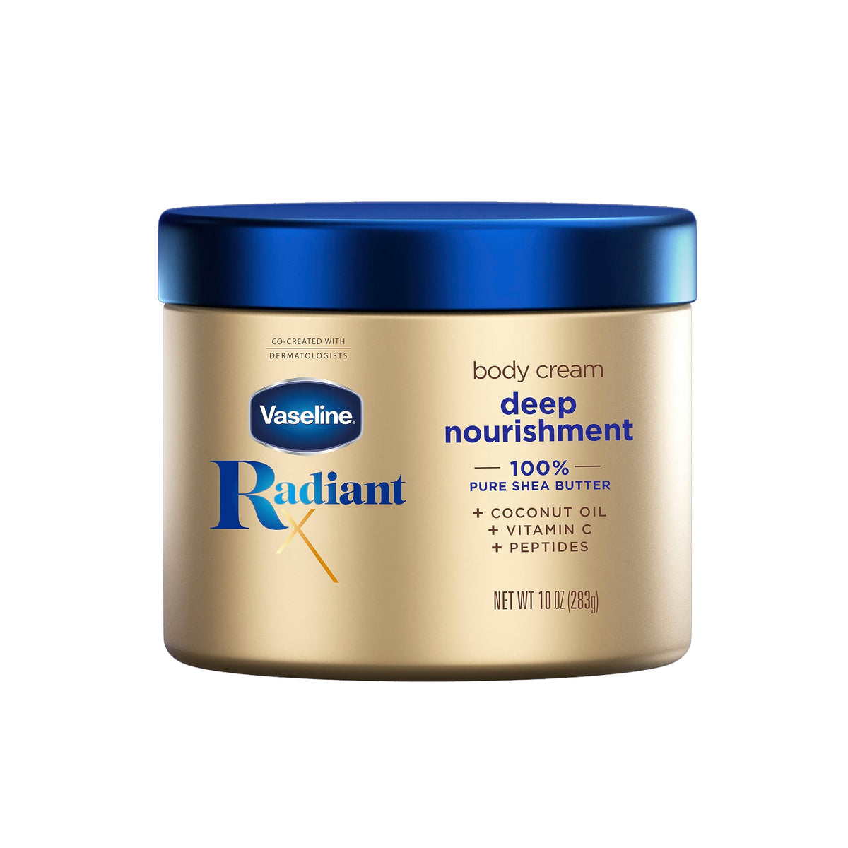 Vaseline Radiant X Deep Nourishment Body Cream (10 oz) - Shea Butter, Vitamin C & Peptides