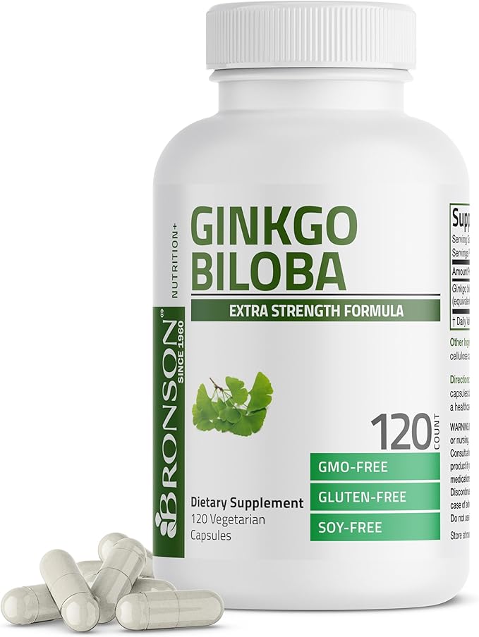 Bronson Ginkgo Biloba Extra Strength Brain Function & Memory Support Vegetarian Capsules (120 Count)