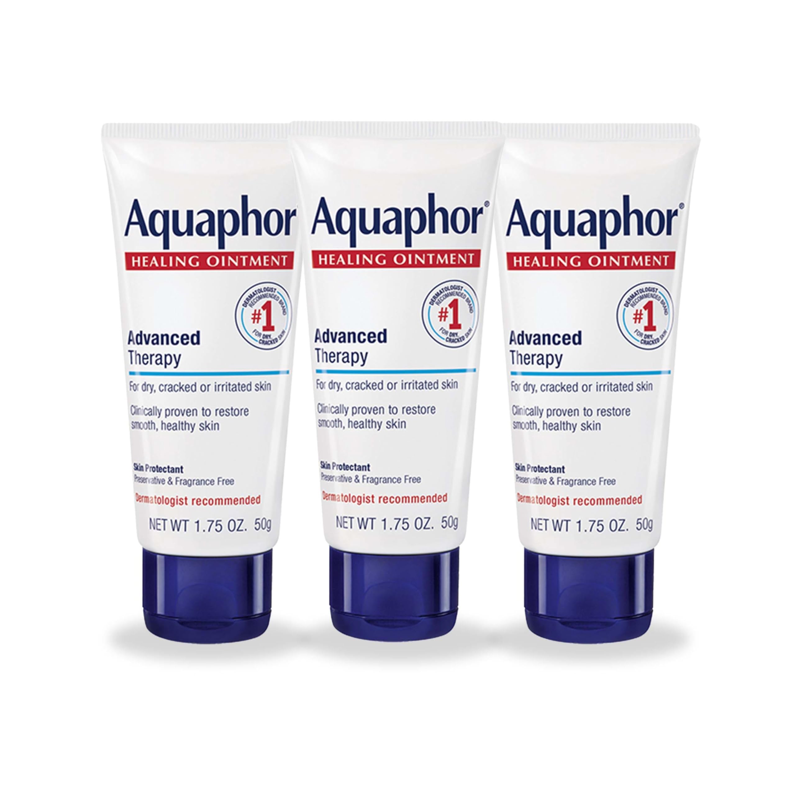 Aquaphor Healing Ointment Advanced Therapy - 1.75 oz Tube (Pack of 3) | Skin Protectant for Dry Skin & Minor Wounds
