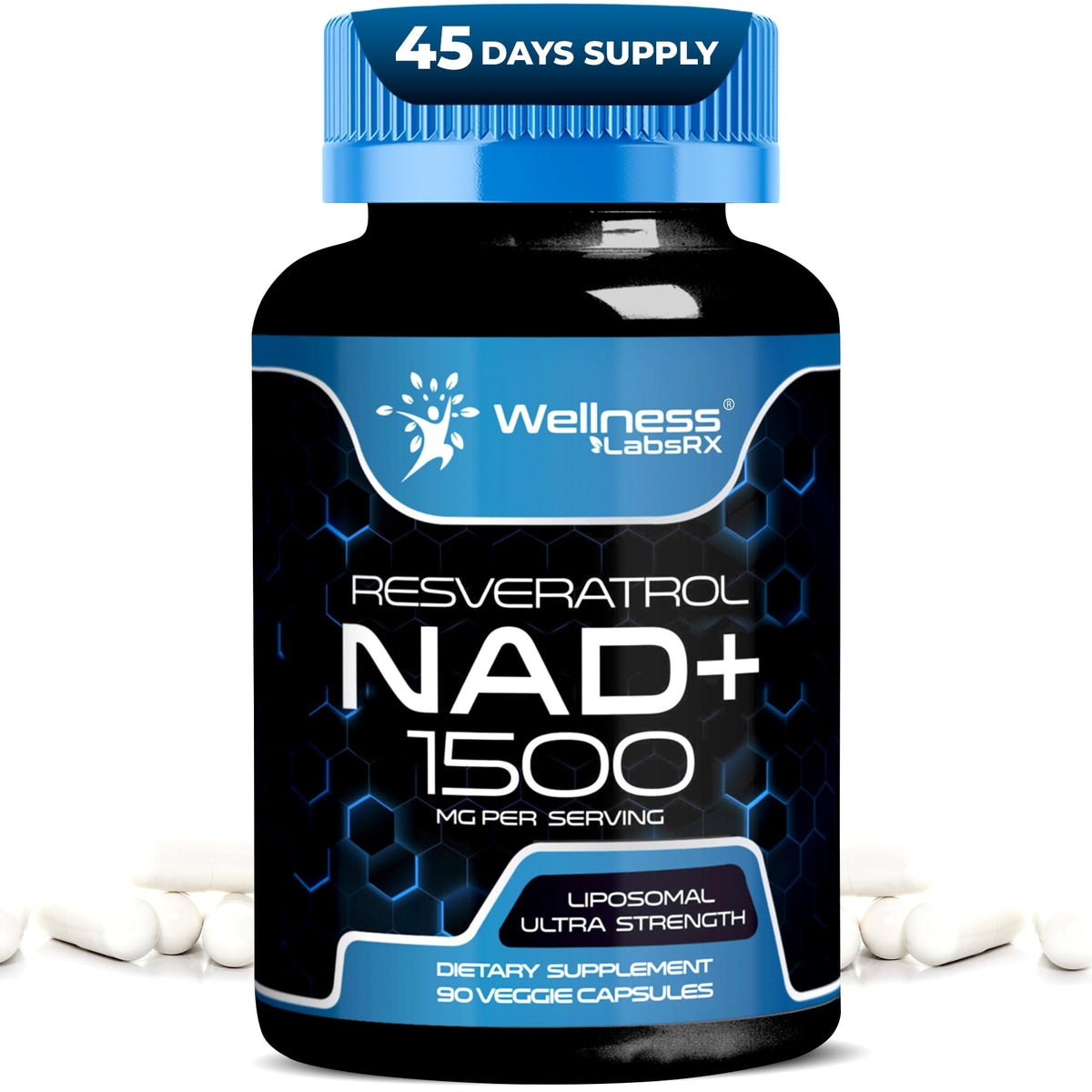 Liposomal NAD+ 1500mg Supplement with Resveratrol - Cellular Health & Anti-Aging (USA Made)