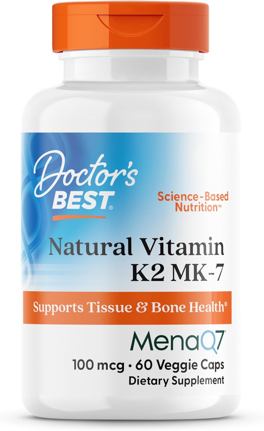 Doctor's Best فيتامين K2 MK-7 صحة العظام والقلب ١٠٠ ميكروجرام ٦٠ كبسولة نباتية