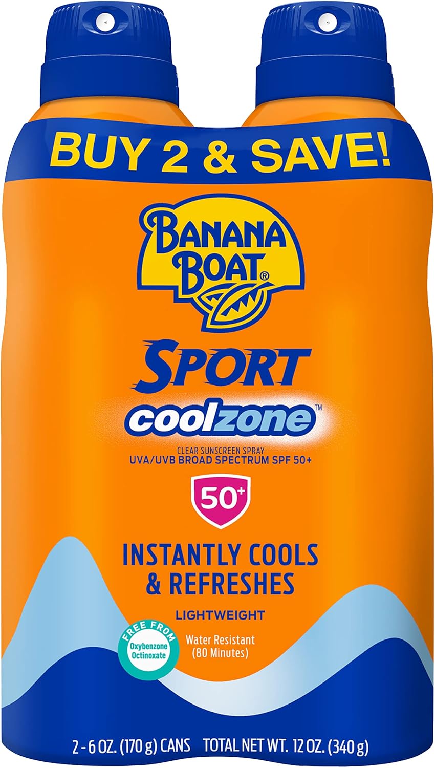 Banana Boat Sport Cool Zone Sunscreen SPF 50 Spray (Twin Pack)