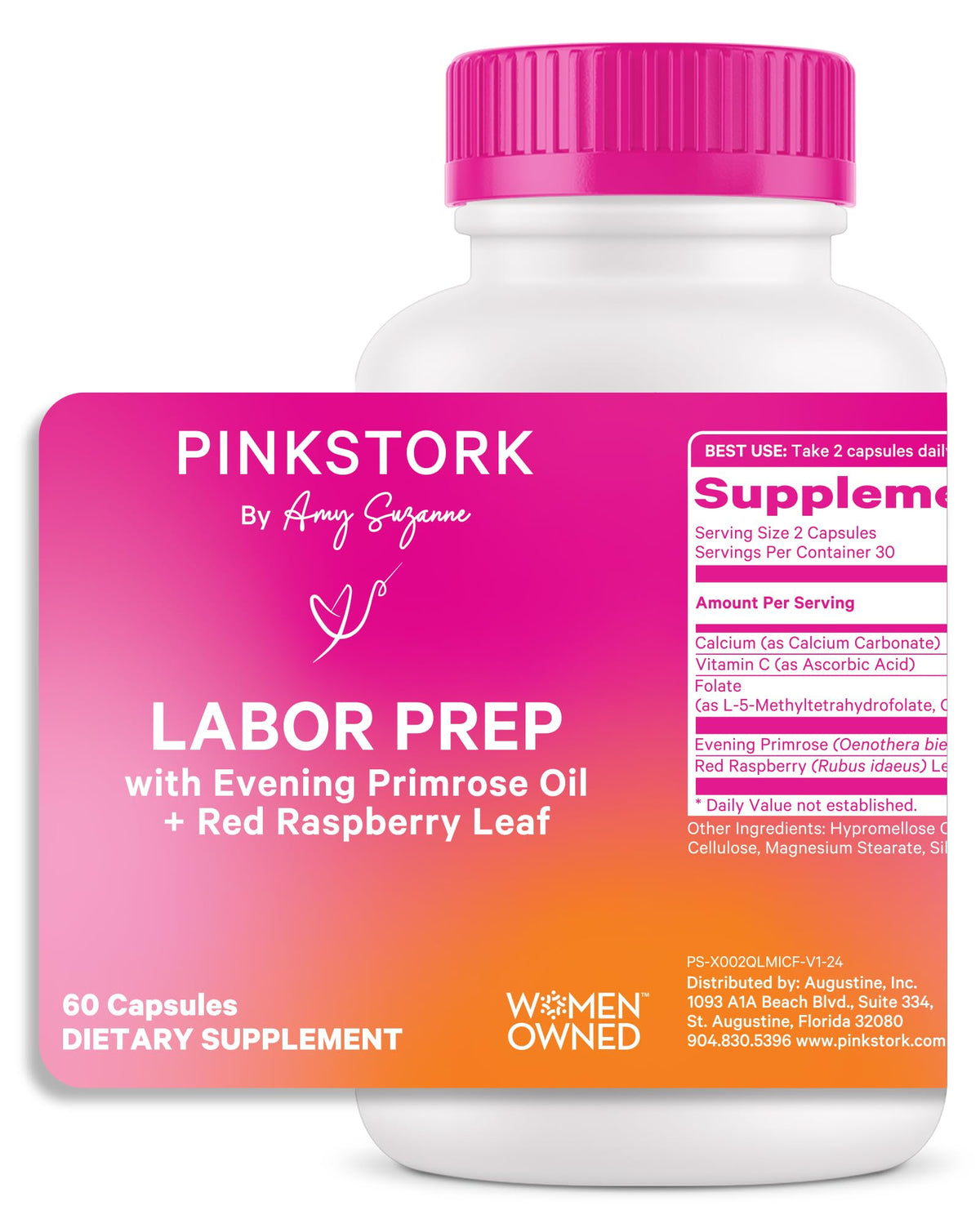 Pink Stork Labor Prep - Evening Primrose Oil & Red Raspberry Leaf Capsules (60ct)