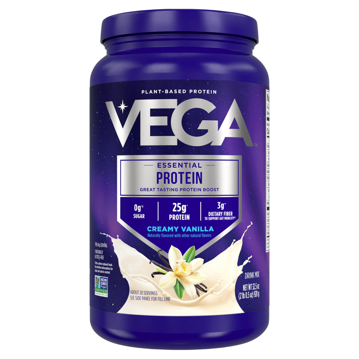 Vega Original Plant-Based Protein Powder - Creamy Vanilla, 32.5 oz for Smoothies & Shakes