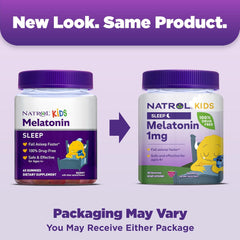 Natrol Kids Melatonin 1mg، مكمل غذائي لنوم هادئ، حلوى جيلاتينية للنوم للأطفال، 60 حلوى جيلاتينية بنكهة التوت، إمداد لمدة 60 يومًا 