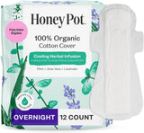 The Honey Pot Company - Herbal Pads for Women - Overnight w/Wings - Infused w/Essential Oils for Cooling Effect & Organic Cotton Cover - Feminine Care - FSA & HSA Eligible - 12 ct