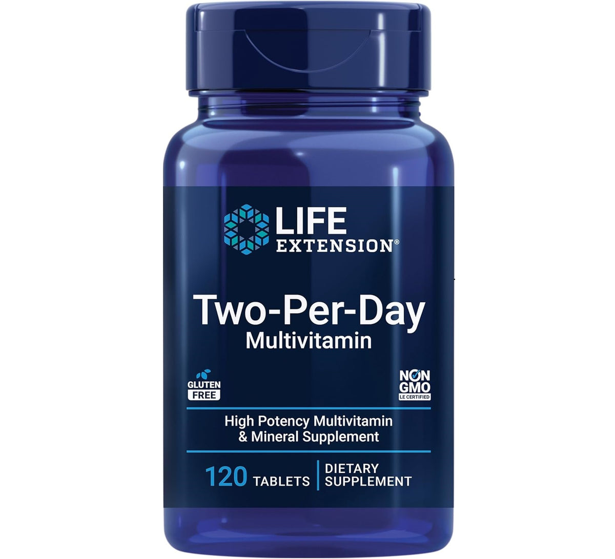Life Extension Two-Per-Day High Potency Multi-Vitamin & Mineral Supplement - Vitamins, Minerals, Plant Extracts, Quercetin, 5-MTHF Folate & More - Gluten-Free - Non-GMO - 120 Tablets