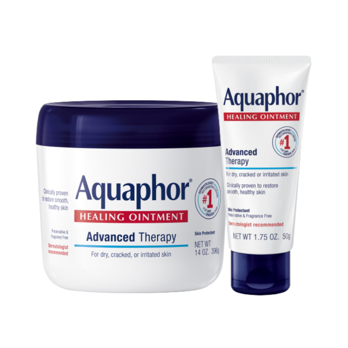 Aquaphor Healing Ointment Variety Pack - 14 oz Jar + 1.75 oz Tube | Moisturizing Skin Protectant