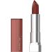 Maybelline Color Sensational lipstick: Double Shot (111) hydrating cream finish lipstick in nude, pink, red, or plum.
