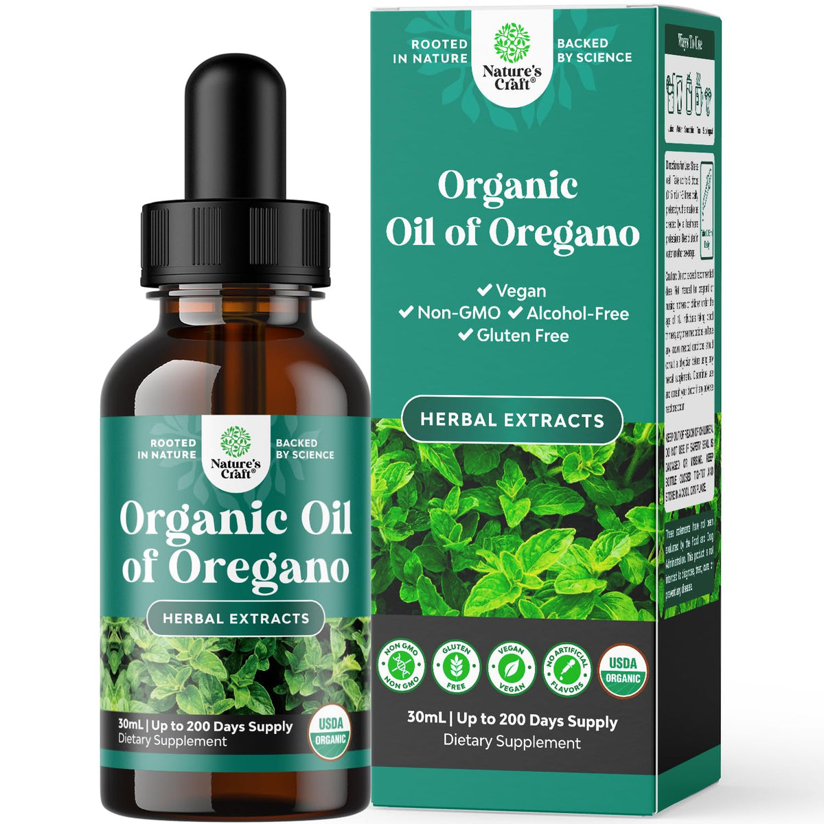 Oregano Oil Organic Liquid Drops - Super Concentrated USDA Organic Oil of Oregano Drops for Immune Support and Digestive Health - Vegan Non GMO 100% Pure Oregano Oil Drops for Kids and Adults