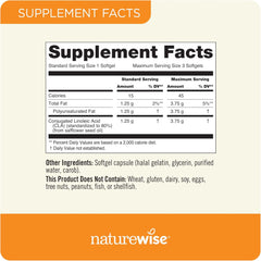 NatureWise CLA 1250 - Conjugated Linoleic Acid Supplement for Women and Men, Not Stimulating, Supports Healthy Weight, Fitness Goals - Non-GMO, Gluten Free - 90 Softgels[1-Month Supply]