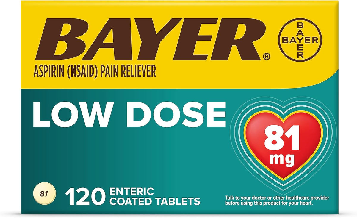 Bayer Aspirin 81mg Low Dose - Pain Relief, Fever, Heart (200 Tabs)