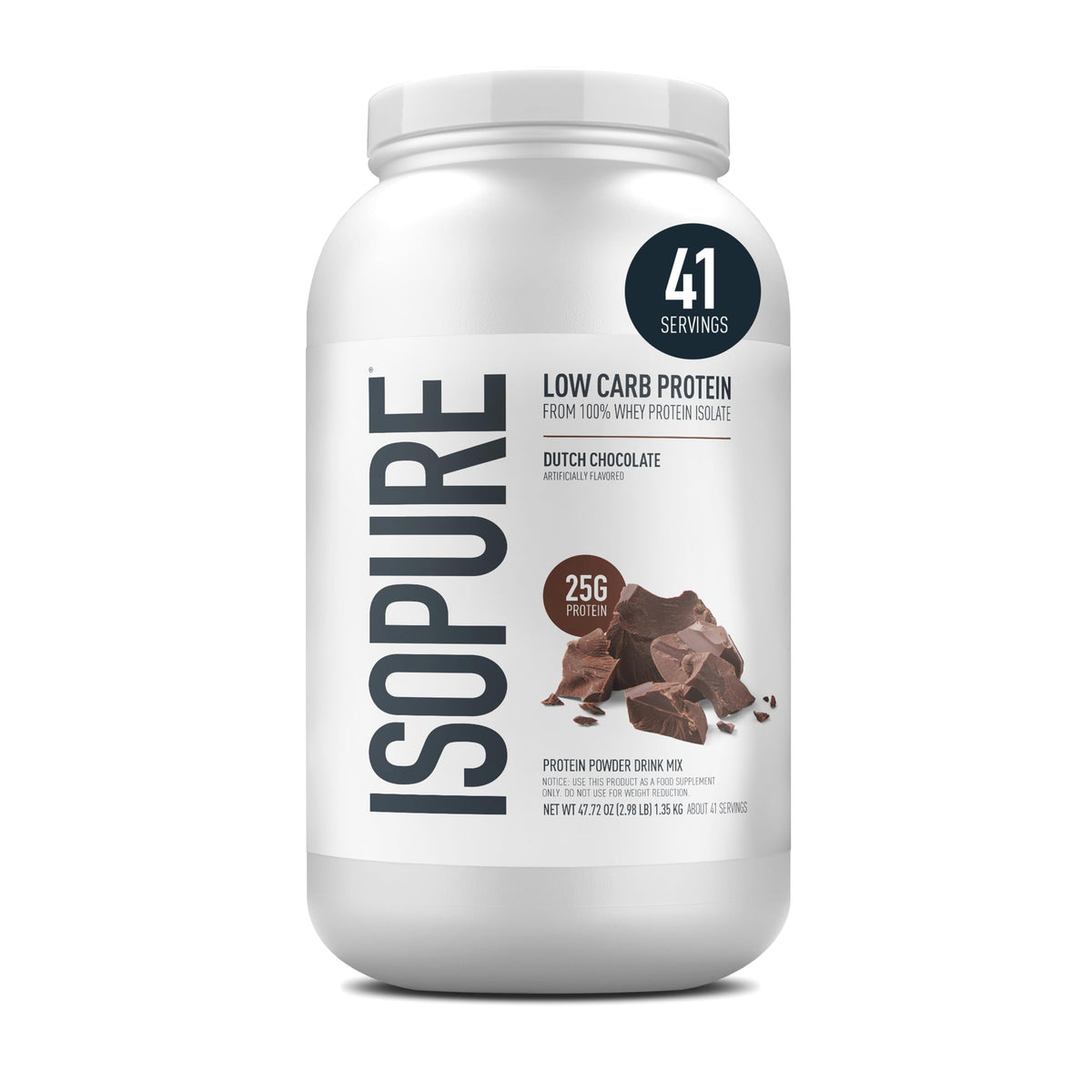 Isopure Low Carb Whey Protein Isolate Powder - Dutch Chocolate 3 lbs with Immune Support