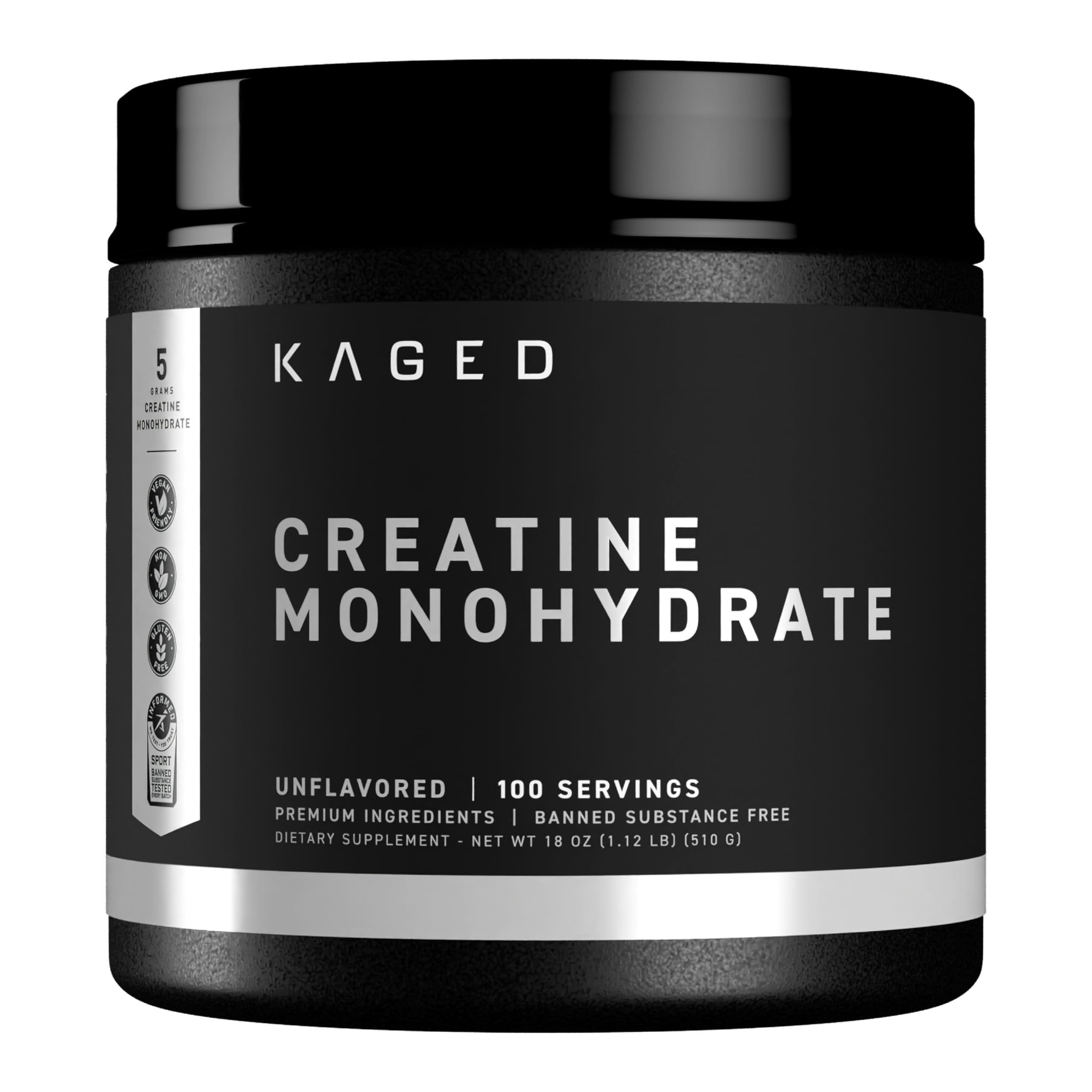 Kaged Creatine Monohydrate Micronized Powder – 100 Servings Unflavored for Muscle Recovery & Growth