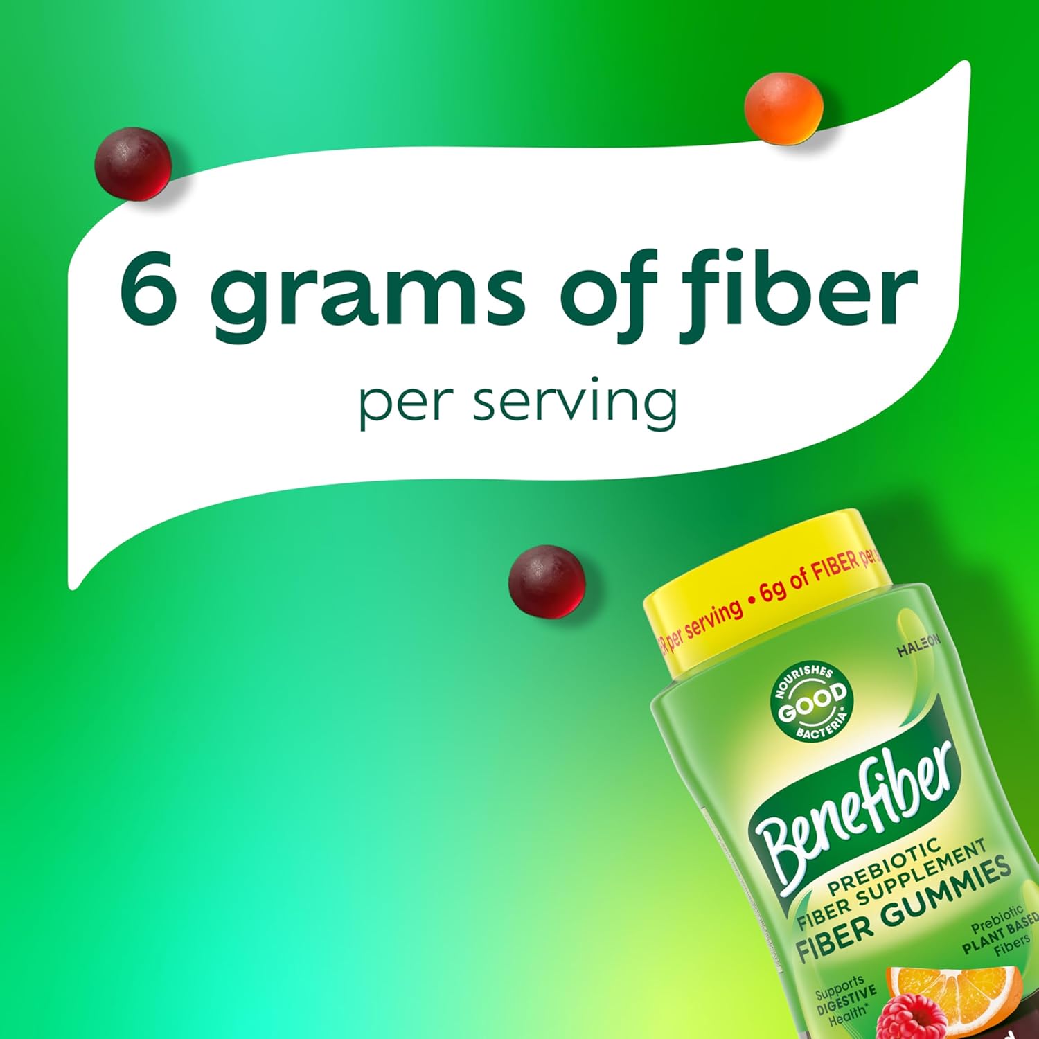 Benefiber assorted fruit flavor prebiotic fiber gummies for digestive health
