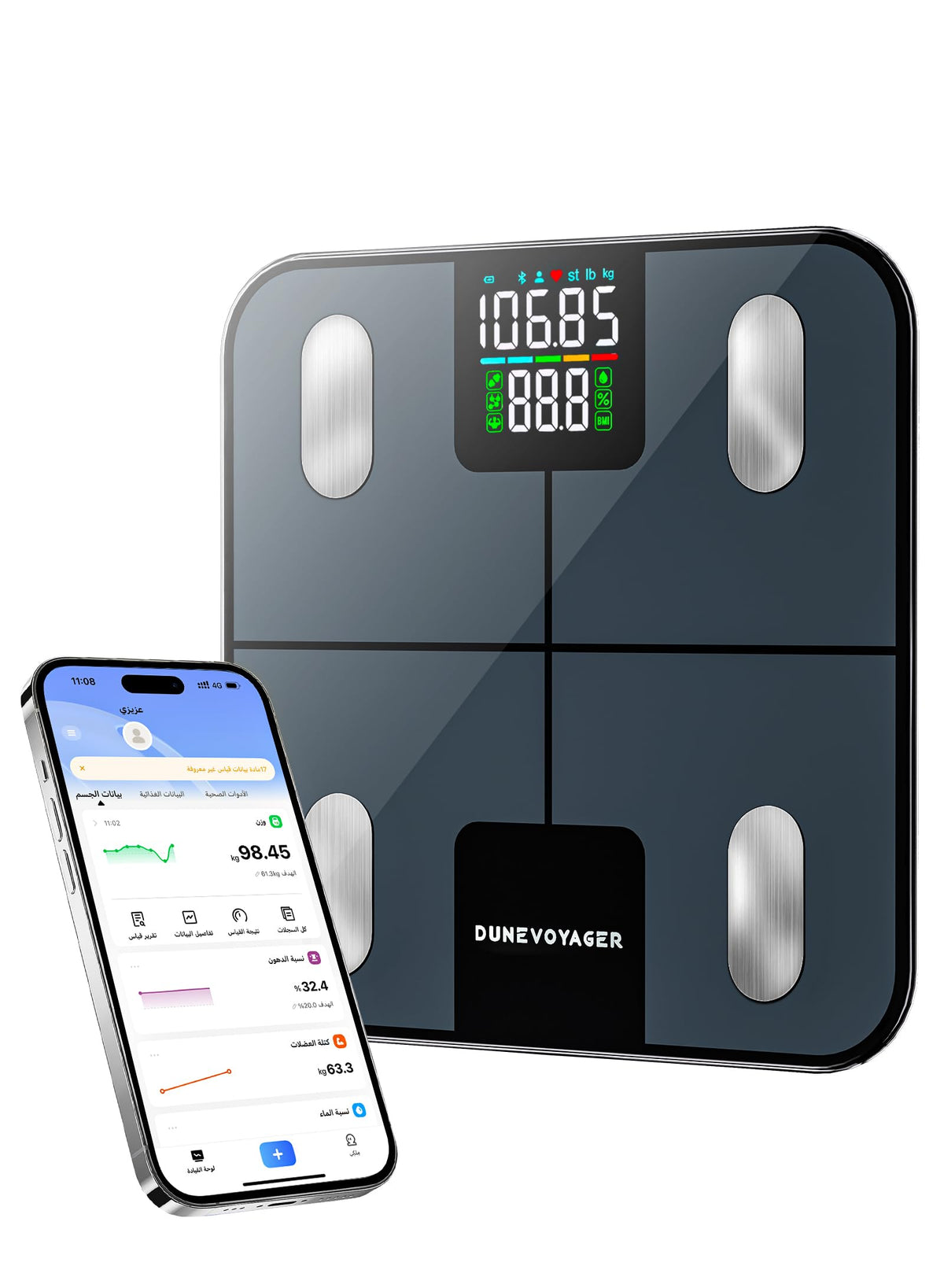 Smart Bluetooth Body Fat Scale - Digital Bathroom Scale with 24 Body Composition Metrics