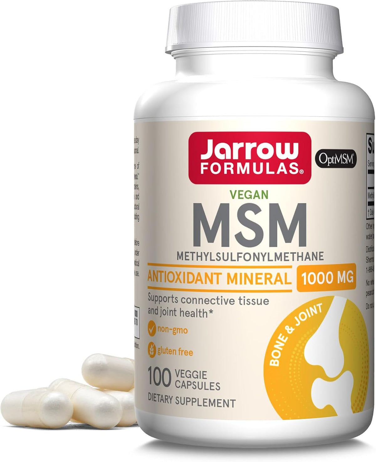 كبسولات MSM من Jarrow Formulas، 1000 مجم، ميثيل سلفونيل ميثان، لدعم صحة المفاصل، 100 كبسولة، ما يصل إلى 100 وجبة 