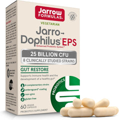 Jarrow Formulas Jarro-Dophilus EPS Probiotics 25 Billion CFU for Intestinal Tract Support, Gut Health Probiotics Supplements for Women and Men, 60 Veggie Capsules, Up to a 60 Day Supply