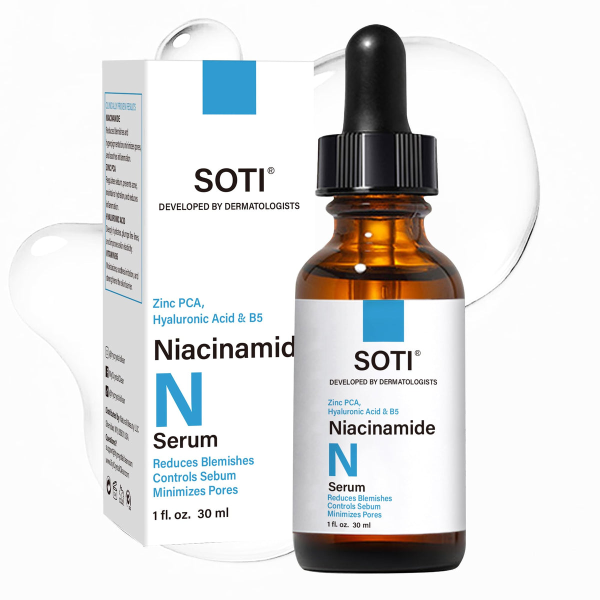 Niacinamide 10% + Zinc 1% Face Serum with B5 & Hyaluronic Acid – Pore Reducer & Acne Marks