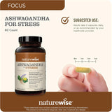 مكمل Ashwagandha من NatureWise مع KSM-66 ل تخفيف الإجهاد والتحكم في المزاج